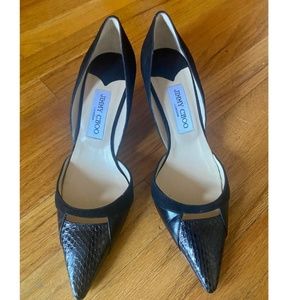 Jimmy Choo Women's 38 Black Pumps Pointed Toe Heels Suede